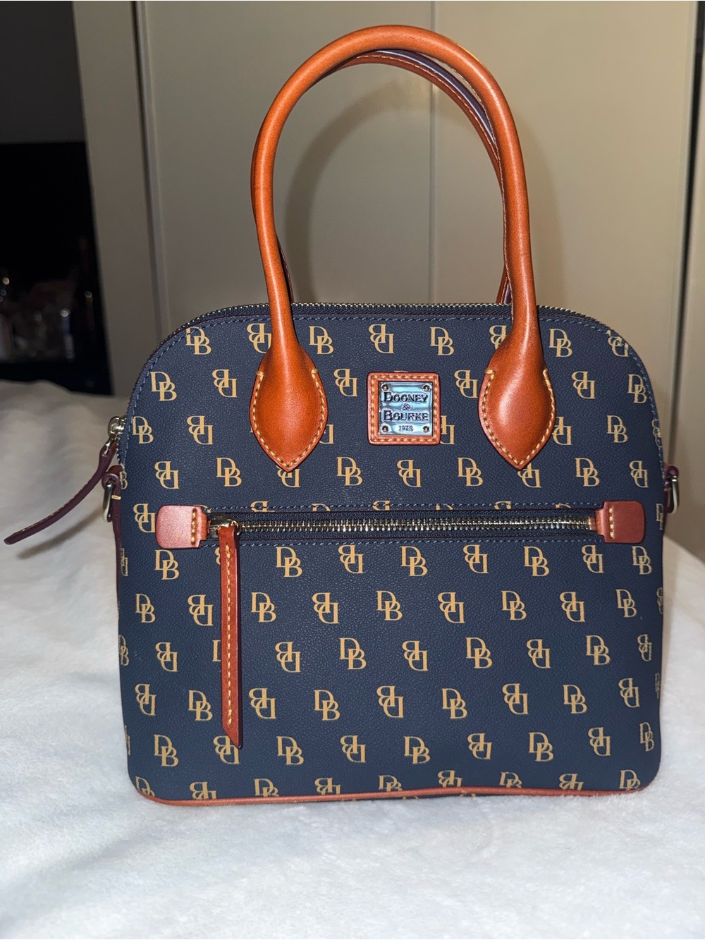 Dooney & Bourke Gretta Domed Satchel Bag - Navy Blue DB Monogram